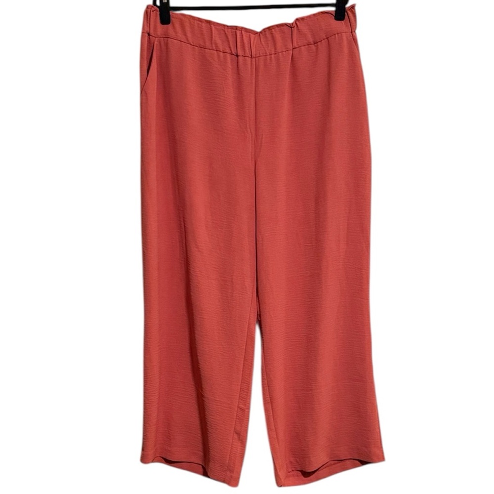 ☀️ Hilary Radley Wide Leg Pull On Elastic Waistband Trousers
